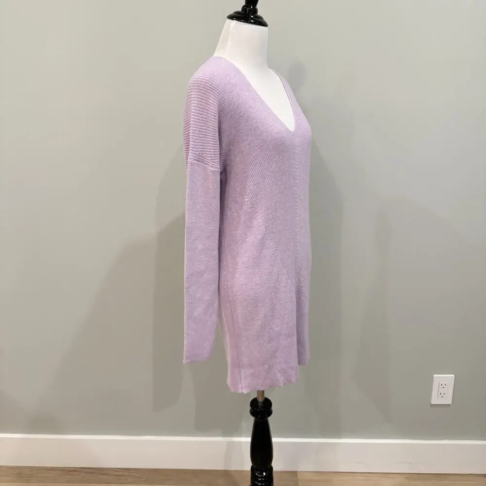 White House Black Market Sweater Women’s Size Medium Purple Ribbed Tunic NEW NWT